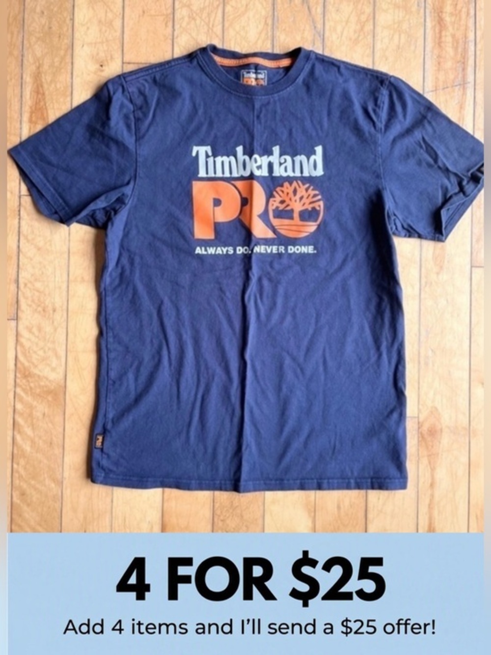 Timberland PRO 100% Cotton Navy Graphic Workwear T‑Shirt Size Medium